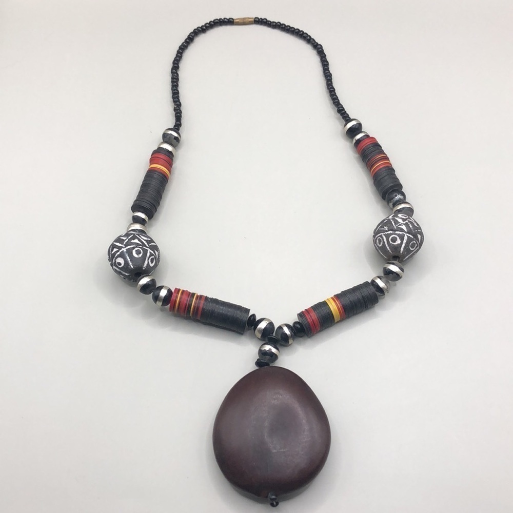 Vintage Artisan Boho Style Tribal Festival Rustic Ethnic Statement Necklace.